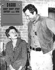 James Arness talks with “Gunsmoke” screenwriter Kathleen Hite. 