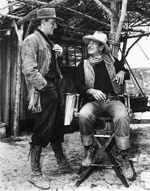 Two Western legends...and friends. James Arness and John Wayne. 