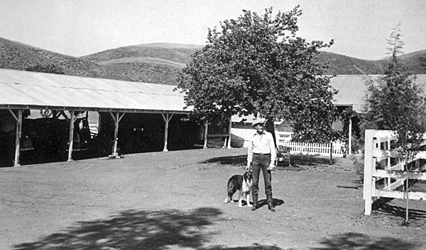Joel McCrea looks over only a part of his 1,000 acre ranch near Camarillo, CA. 