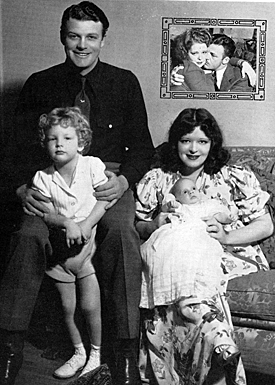 Rex Bell and Clara Bow with children, Rex Jr. (born 1934) and new born 
son George (born late ‘30s).