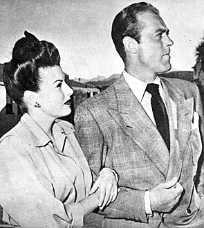 Allan “Rocky” Lane and new bride Sheila Ryan on their Las Vegas honeymoon in October 1945. They were divorced in 1946. 