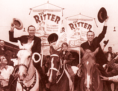 Tex Ritter (left) on tour in 1937. 