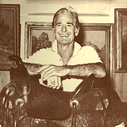 Dave Sharpe with the saddle he used in many Westerns. 