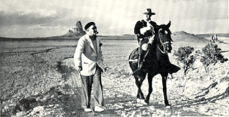 Director John Ford and Tim Holt in Monument Valley while making "Stagecoach". 