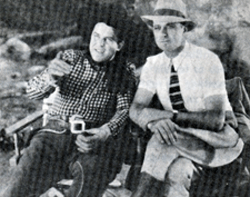 Ken Maynard on location with director Spencer Bennet while making
“The Fugitive Sheriff” (‘36 Columbia). 
