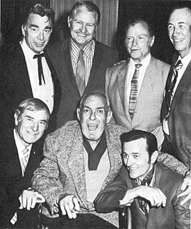 (Top Row L-R) Lash LaRue, unknown, Don “Red” Barry, Eddie Dean.
(Bottom Row L-R) Ray Whitley, Ken Maynard, Jimmy Wakely at a Western 
reunion in Hollywood in 1971. 