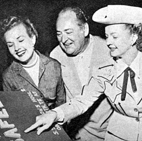 Gale Storm, Edward Arnold and Dale Evans at a Roy Rogers Safety Awards presentation. 