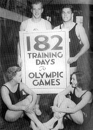 Herman (Bruce Bennett) Brix and Buster Crabbe in training for the 
1928 Summer Olympics. 