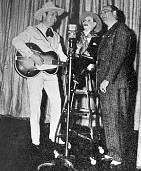 Gene Autry with Edgar Bergen and Charlie McCarthy. 