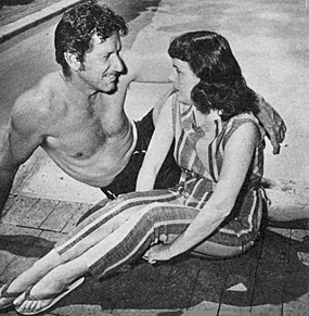 Richard Boone...Have swimming pool, will relax with his wife Claire.