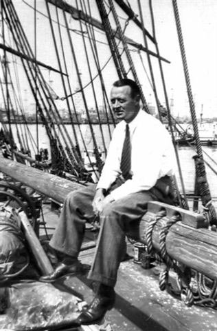 Columbia B-western star Jack Luden aboard his boat, The Conquest in San Pedro harbor circa 1945. (Thanx to Richard Kumler, Luden's stepson.)