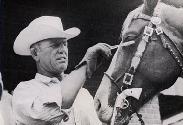 Gene Autry’s Champion gets the best of care from one of his handlers.