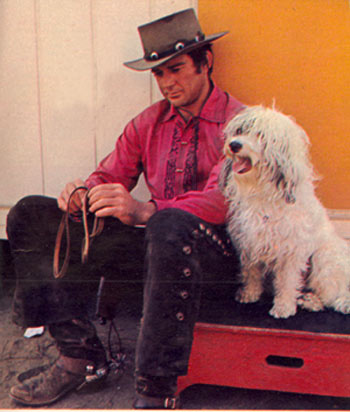ames Stacy takes a break between scenes of his “Lancer” TV series in which he starred as Johnny Madrid (Lancer). February, 1969.