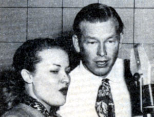 Patti Page and Rex Allen recording “Broken Down Merry-Go-Round” for Mercury Records in 1950.