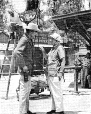 John “Lawman” Russell on the Warner Bros. lot with director Stuart Heisler.