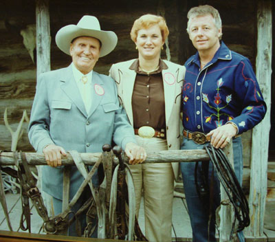 Gene and Jackie Autry with “Have Gun Will Travel” themesong composer Johnny Western.