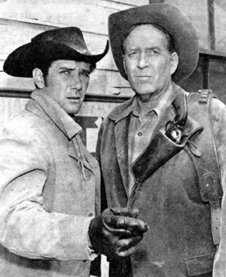 Dick Foran (right) co-starred with Robert Fuller on the "Laramie" episode "Double Eagles" in 1962.