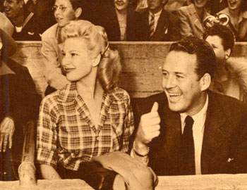 Actress Chili Williams and Dick Foran at the Roy Rogers Rodeo in July 1945 in Hollywood.