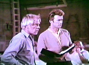 Lee Marvin and Clint Eastwood look over the script for “Paint Your Wagon” while filming in Baker City, OR. (Thanx to Jerry Whittington.)