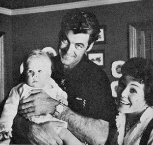 Rory Calhoun and wife Lita Baron regard parenthood as a great privilege. Here they practice with good friend Guy Madison’s daughter Bridget in late ‘56. 