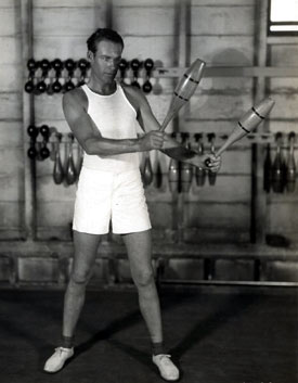 Ever fit, Lane Chandler works out in the gym. Circa early ‘30s. (Thanx to Bobby Copeland.)