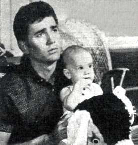 Michael Landon, Little Joe on “Bonanza”, with his adopted baby son Josh. (Thanx to Terry Cutts.)
