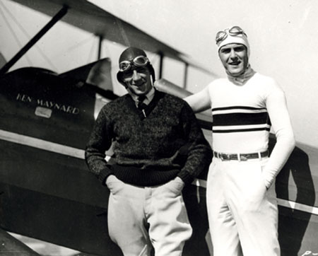 Cowboy pilot Ken Maynard (R) and friend in the ‘30s.