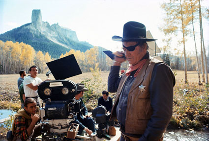 John Wayne pauses during the making of “True Grit” (‘69). (Thanx to Pat Shields.)