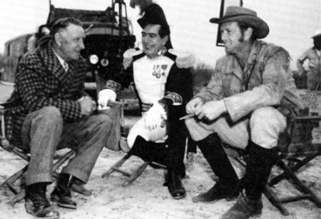 Director Frank Loyd, J. Carroll Naish and Sterling Hayden during the filming of Republic’s “The Last Command” (‘55) in Brackettville, Texas.