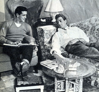 A pre-Wild Bill Hickok Guy Madison and younger brother stuntman/actor Wayne Mallory relax at home in 1947.