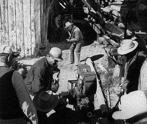 Production shot of James Stewart filming “Night Passage” in 1957. (Thanx to Jerry Whittington.)