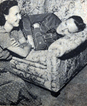 Gene Autry and Ina Mae Spivey relax at home. The couple were married from April 1, 1932 until her death on May 20, 1980.