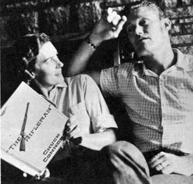 Chuck Connors runs his lines for a “Rifleman” episode with his wife Elizabeth in ‘61.