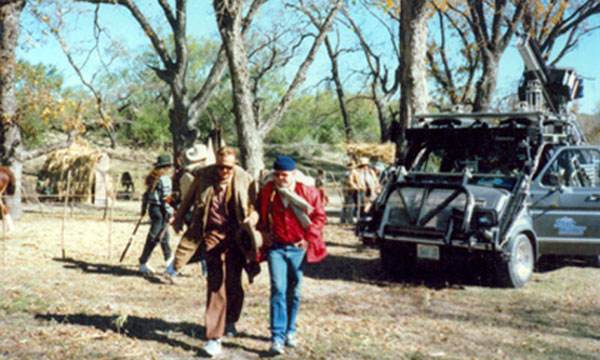 John Wayne and costumer Luster Bayless on location in Ridgway, CO, for “True Grit” (‘69).