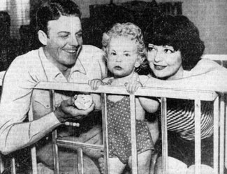 Rex Bell and wife Clara Bow with their 14 month old son Rex Lardow Bellin March, 1936.