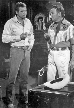 Lee Majors and 71 year old Roy Rogers on the ABC TV “Fall Guy” episode “Happy Trails” in 1983. (Thanx to Neil Summers.)