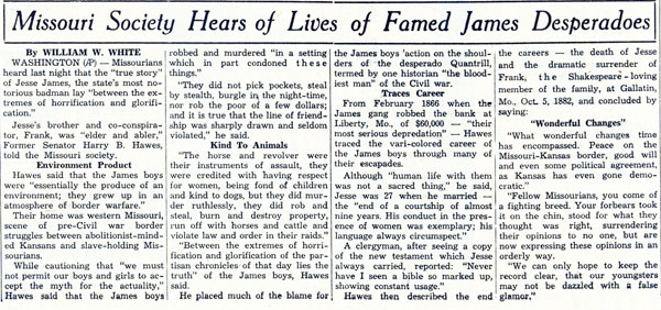 Since so many Westerns were made about Frank and Jesse James, we thought this February 2, 1939, newspaper article was of interest.