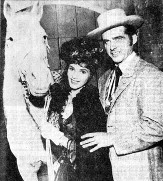Starfire, Joyce Vanderveen and Doug Odney starred on “Death Valley Days: Pioneer Circus” (‘59) portraying world famous equestrienne Mlle. Juliette Bonet, her mount Comtesse and high wire artist Dan Rowland.