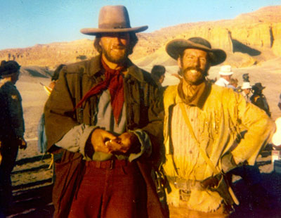 Clint Eastwood and stuntman/actor Neil Summers on location in Page, AZ, for “The Outlaw Josey Wales”.