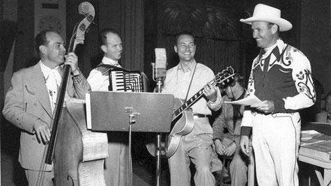 Gene Autry and the Cass County Boys at a “Gene Autry Melody Ranch Radio Show” rehearsal. Circa 1950. (© Autry Qualified Interest Trust and Autry Foundation.)