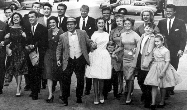 Unknown, Sharon Hugueny, Robert Conrad, Ty Hardin, Van Williams, Jacqueline Beer, Roger Smith, Louie Quinn, Troy Donahue, Joanna Barnes, Grant Williams, unknown, Peggy McKay, Arlene Howell, children unknown, unknown.