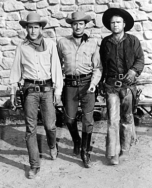 Three badmen! Bill Catching, Zachary Scott and John Cason in “Schlitz Playhouse of Stars: Pearl Handled Guns” (1/15/54).