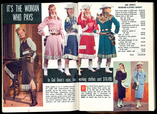 Great TV GUIDE spread of Gail Davis and her many Annie Oakley and civilian outfits.