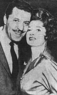 Famed striptease artist Tempest Storm greeted Herb Jeffries upon his arrival in L.A. (4/16/59) from Juarez, Mexico where Herb had just obtained a quickie divorce from his second wife. Jeffries and Storm were married later in 1959.