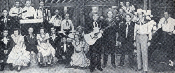 In the ‘50s Tex Williams and the Western Caravan were stars of a Tuesday night at 9pm KNBH-TV (now KNBC Hollywood) musical jamboree. Tex is front and center with his guitar, Smokey Rogers and Deuce Spriggens are to his left.