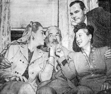 Actor Paul Hogan seems to envy the attention Mary Beth Hughes and Hogan’s wife singer Helen Forrest are giving Gabby Hayes. The group were in Oklahoma City (3/26/49) for the premiere of “El Paso”.