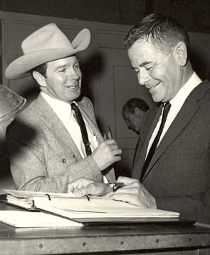 Rodeo star Casey Tibbs and movie star Glenn Ford.