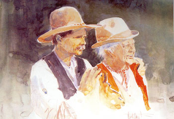 “Dad and Me” is a self portrait by Western artist Buck Taylor of he and his 
father Dub Taylor. 