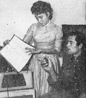 Clint Walker’s wife Lucille helps Cheyenne with his latest script.