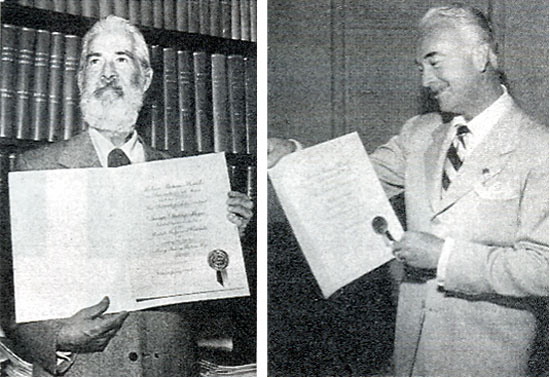 The motion picture exhibitors of America for the MOTION PICTURE HERALD tradepaper's annual poll of "The Ten Best Moneymakers" in the western field. Pictured here are Gabby Hayes and William Boyd.
